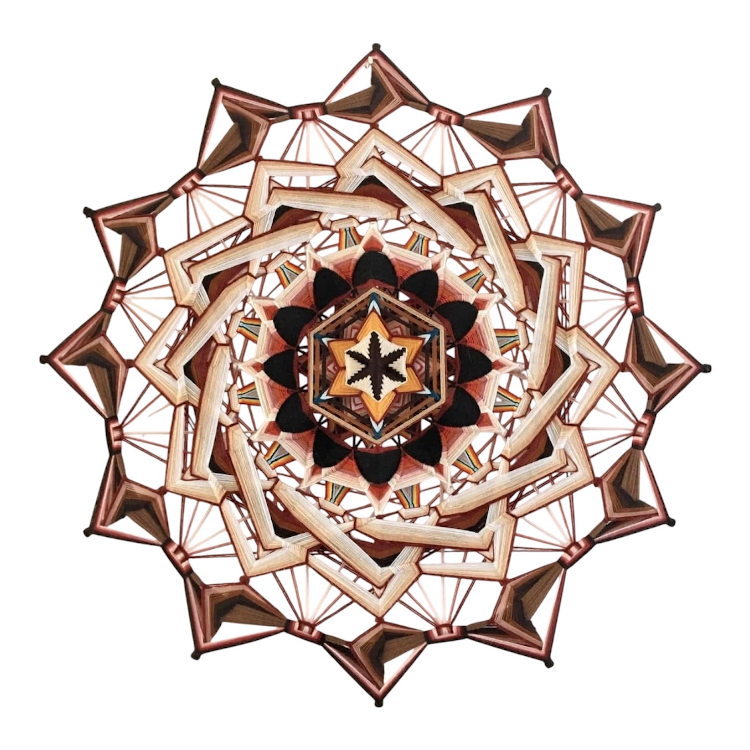mandala_tejido_con_lana_diseño_loto_negro_90cms_ Mandala tejido con lana diseño loto negro 90cms